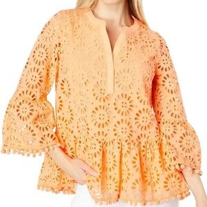 NWT Lilly Pulitzer Bekah Top Orange Small Eyelet Blouse